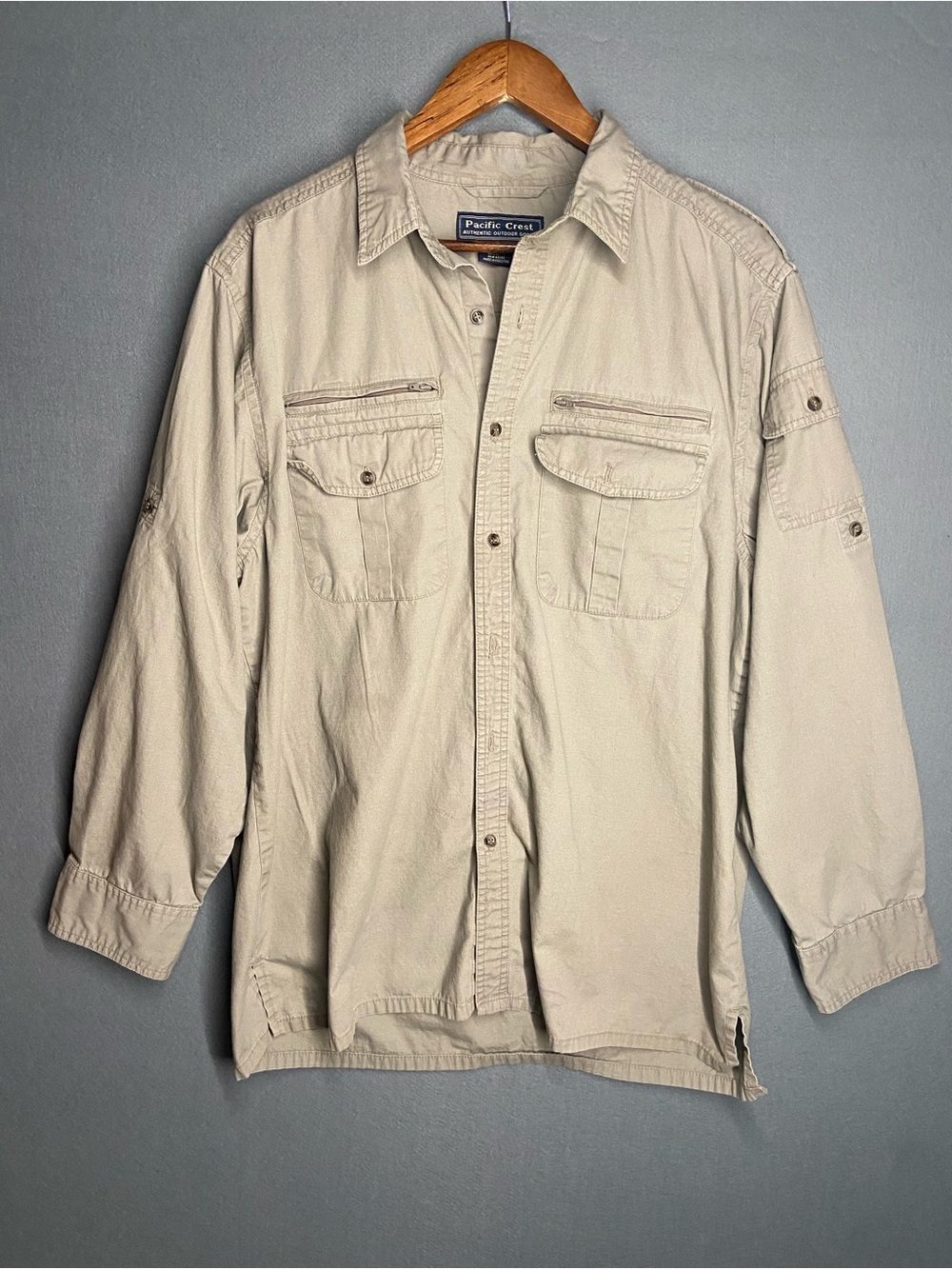 Men’s Long-Sleeve Utility Shirt Jacket - Beige